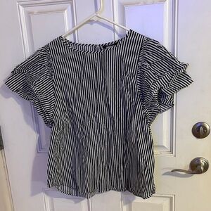 Project Runway Black & White Striped Women’s Short Sleeve Blouse